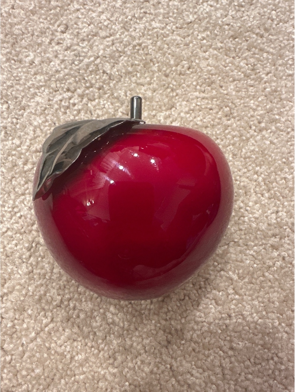 (4)Astra Hand Blown and Hand Cut Red Glass Apple Decorative Figurine